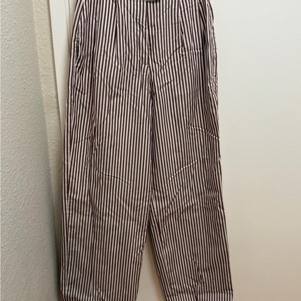rag & bone Lacy Striped Poplin Pants - Brown and White